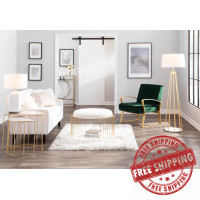 Lumisource CT-CANARY AUVW Canary Contemporary/Glam Coffee Table in White MDF, White Velvet and Gold Metal